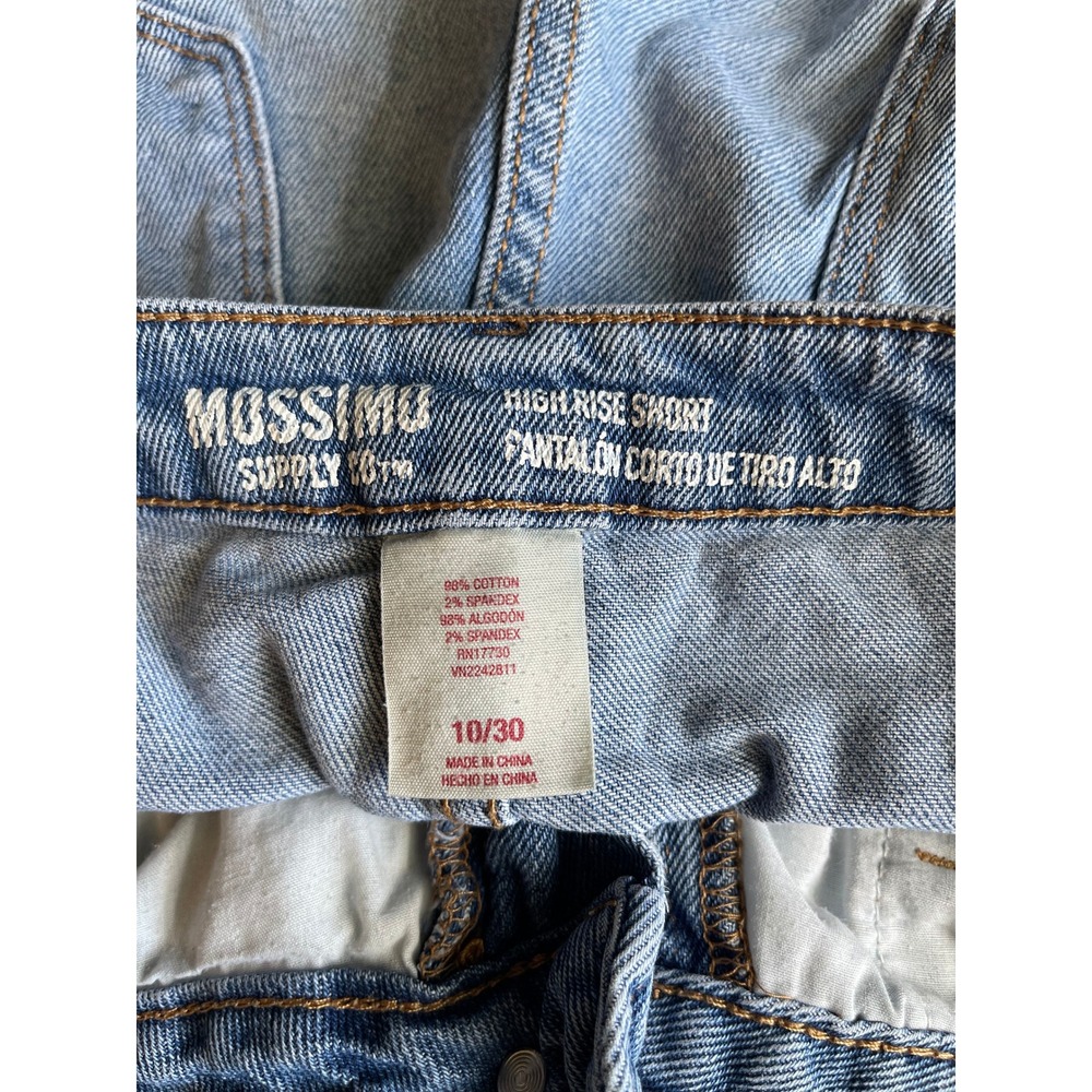 Mossimo Distressed Denim Shorts High Rise Frayed Hem Light Wash Size 10 - Picture 2 of 3